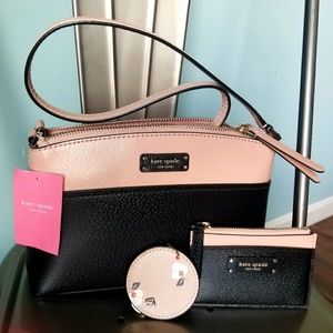 Black/Nude Kate Spade Wallet/Purse/Keychain Bundle